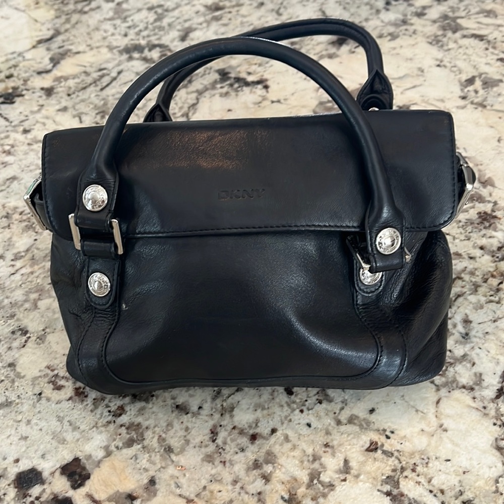 DKNY small black soft leather hand bag